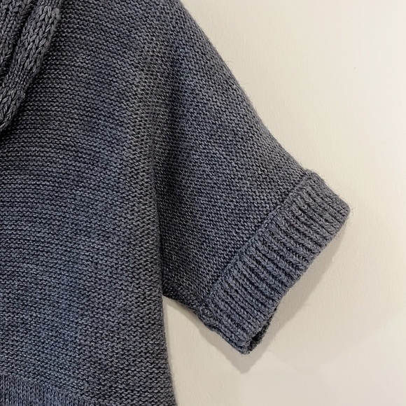 BERRETTI Wool Blend Knit Italy Medium Short Sleeve Mini Dress Gray Cowl Neck - Picture 6 of 9